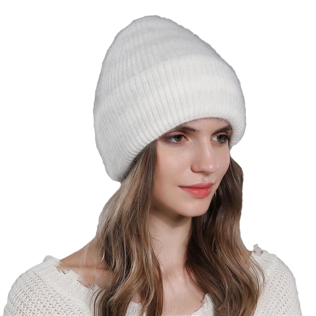 Gorro De Lana Para Mujer, Gorro Cálido Tejido De Piel De Invierno