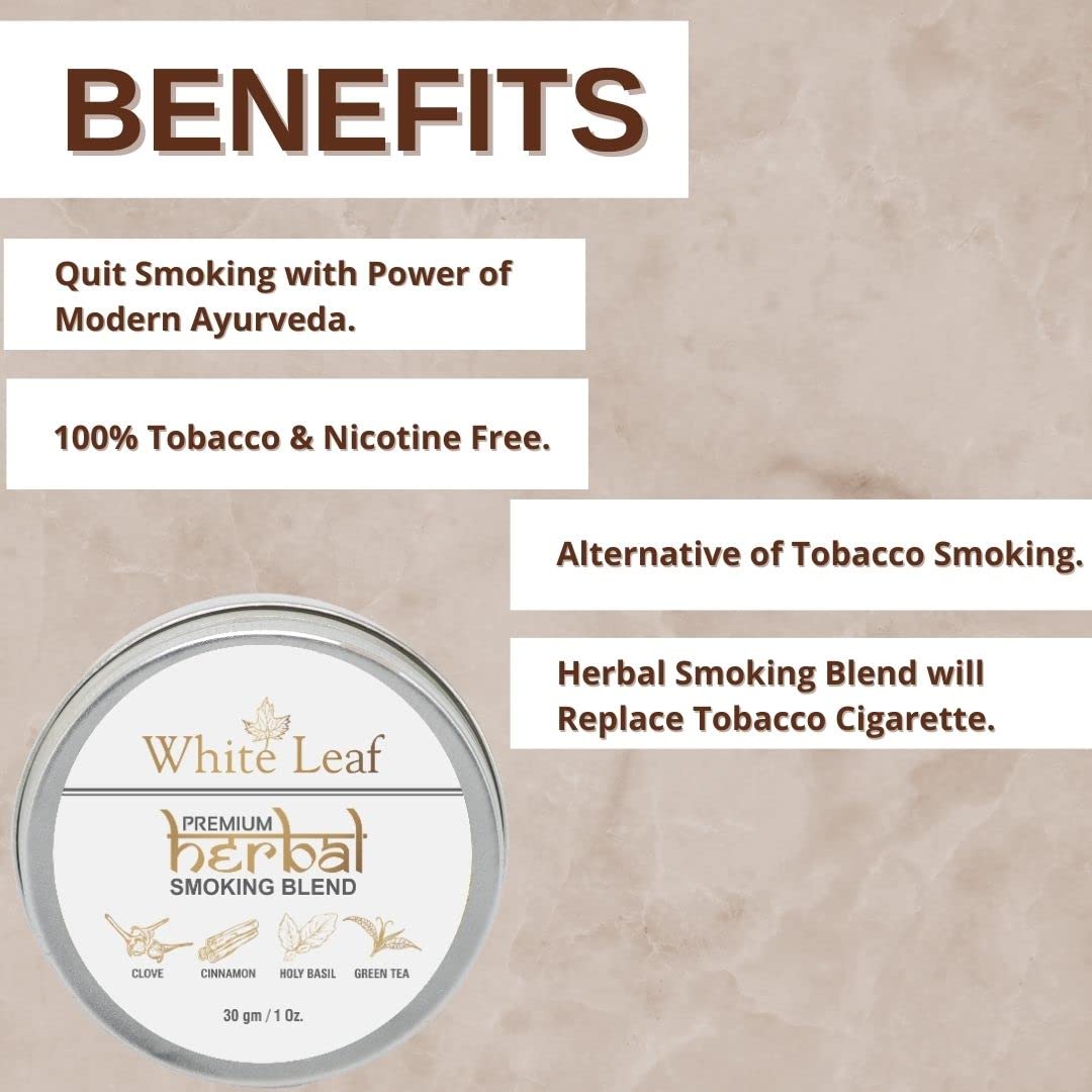 benefits of smoking tobacco leaf White Leaf Tobacco & Nicotine Free Smoking Mixture With 100% Natural Herbal  Smoking Blend (makes 40 rolls) Tobacco Alternatives, Herbal Smoking Mix 1  Pack 30gm : Amazon.in: Health & Personal Care