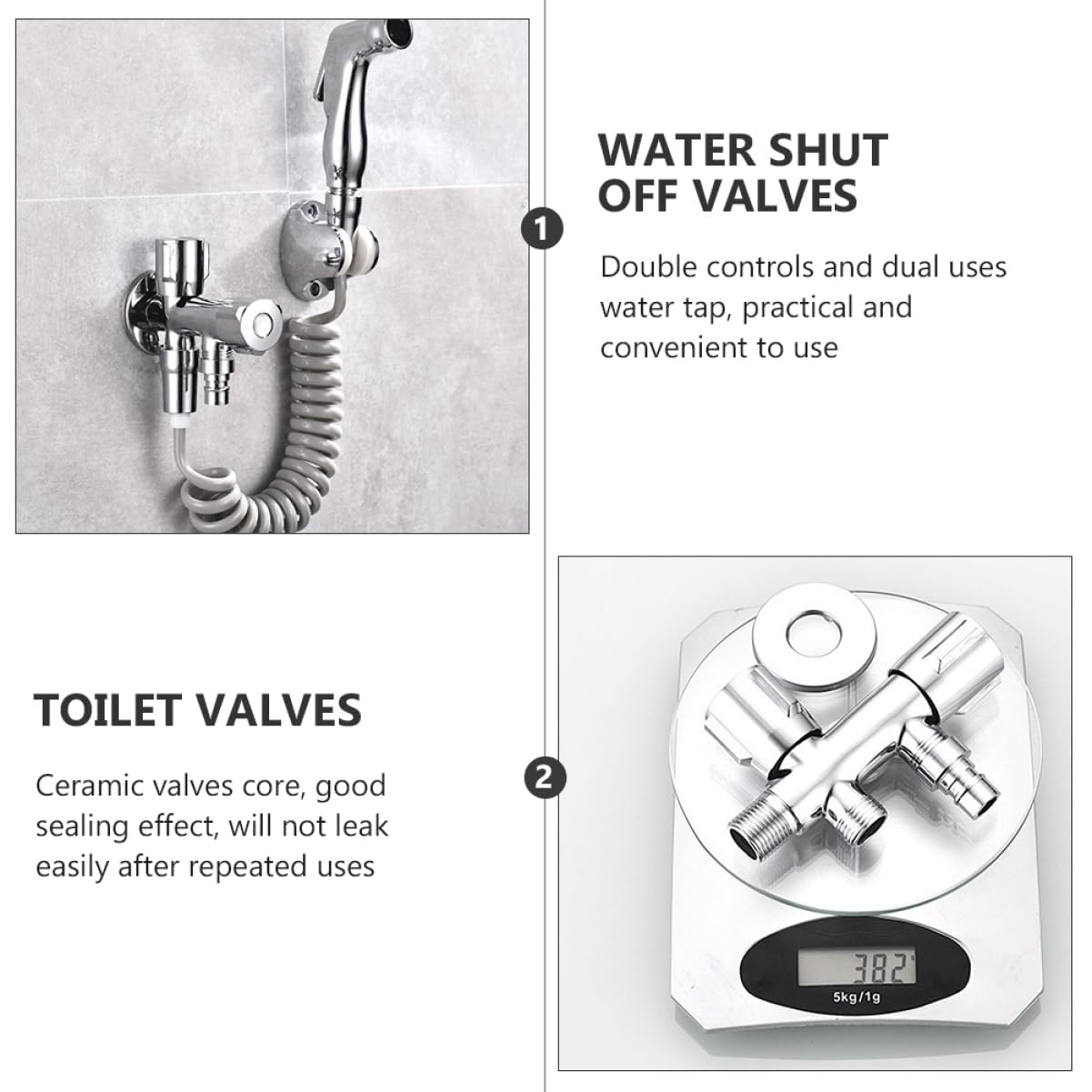 SHINEOFI Válvula de Cierre Doble para Lavadora Diseño Simple y Material de Acero Inoxidable, Práctica Prueba de Fugas para Cocina y Baño