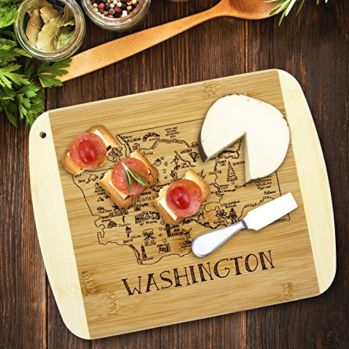 Image of Totally Bamboo A Slice of Life Washington Engraved Map Cutting Board