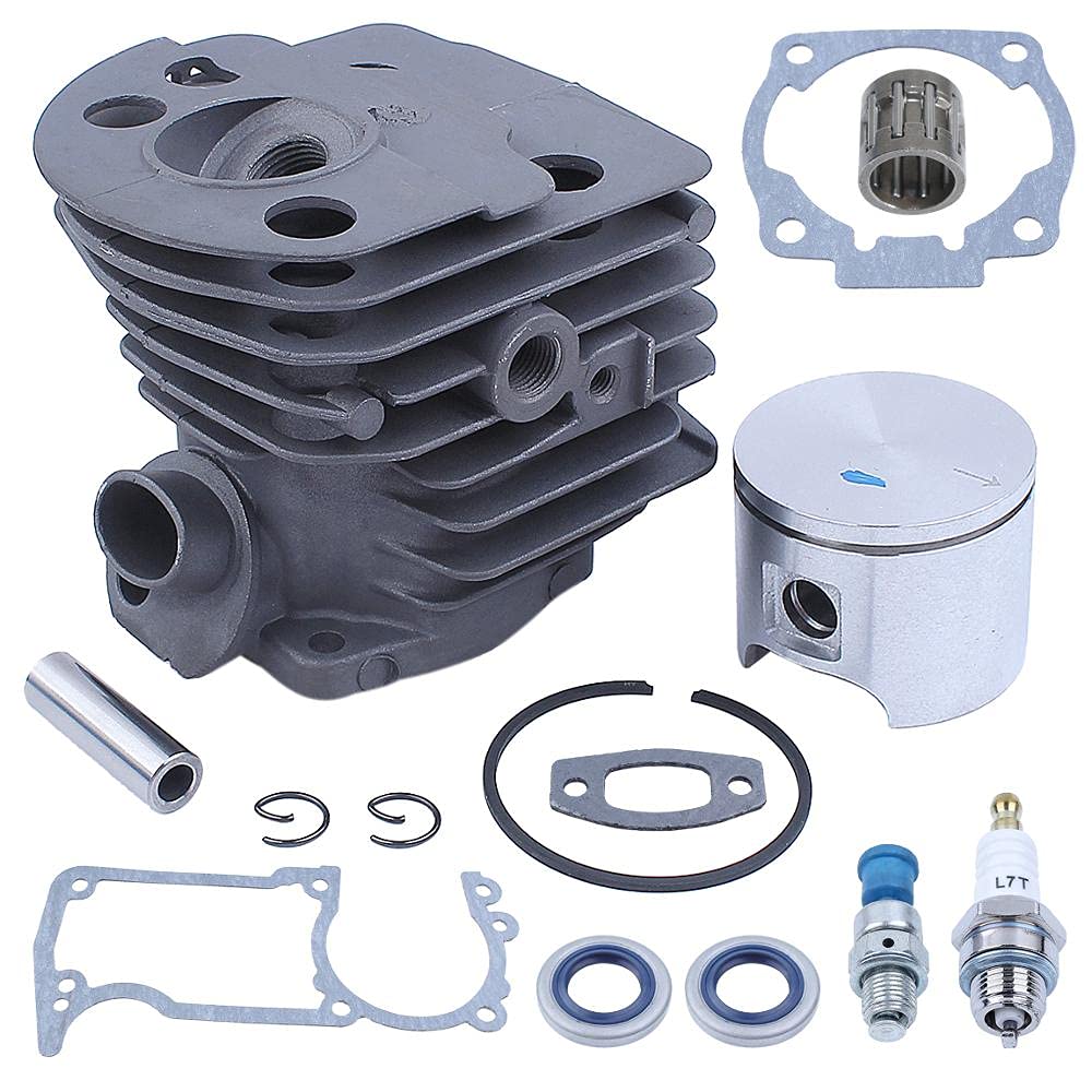 Kit de bujías de Sello de Aceite de pistón de Cilindro de 46mm, for Piezas de Motosierra Husqvarna 51 55 Rancher 503609171 503 60 91-71 Pistón de Cilindro de jardín