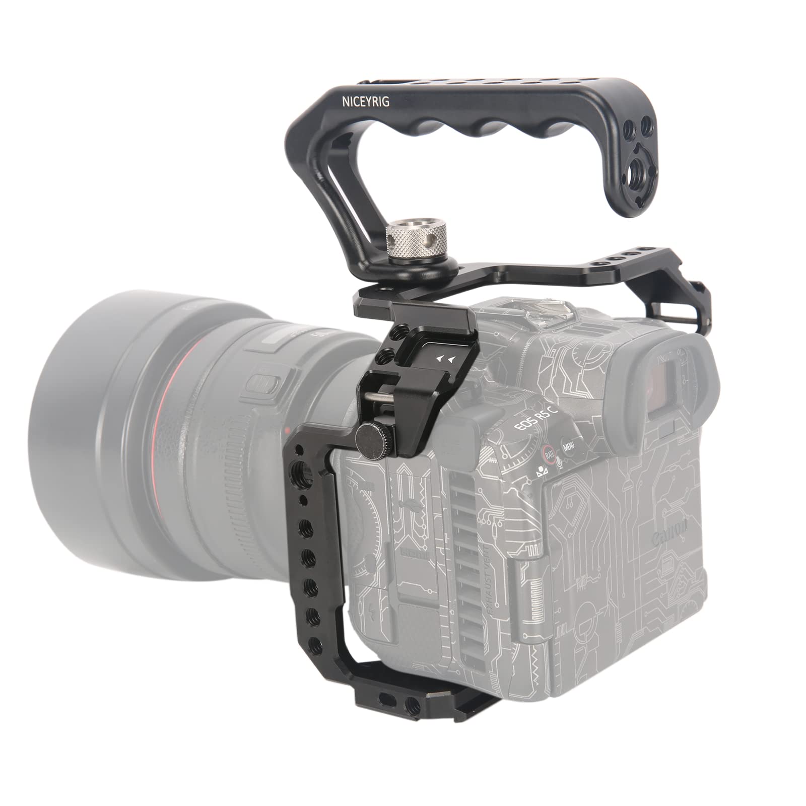NICEYRIG R5 R5 C R6 Käfig-Set für spiegellose Canon Kamera mit Tragegriff Oben und verschiedenen Erweiterungsschnittstellen, Käfig aus Aluminiumlegierung für Canon R6 spiegellose Kamera-538
