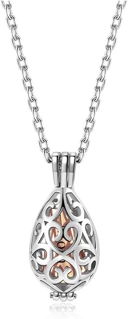 Zysta Creamation Locket Necklaces Urns Ash Personalised Engraving Hollow Waterdrop Pendant Necklaces Keepsake Jewellery Teardrop Urn Necklace for Ashes Customised Memorial Stainless Steel