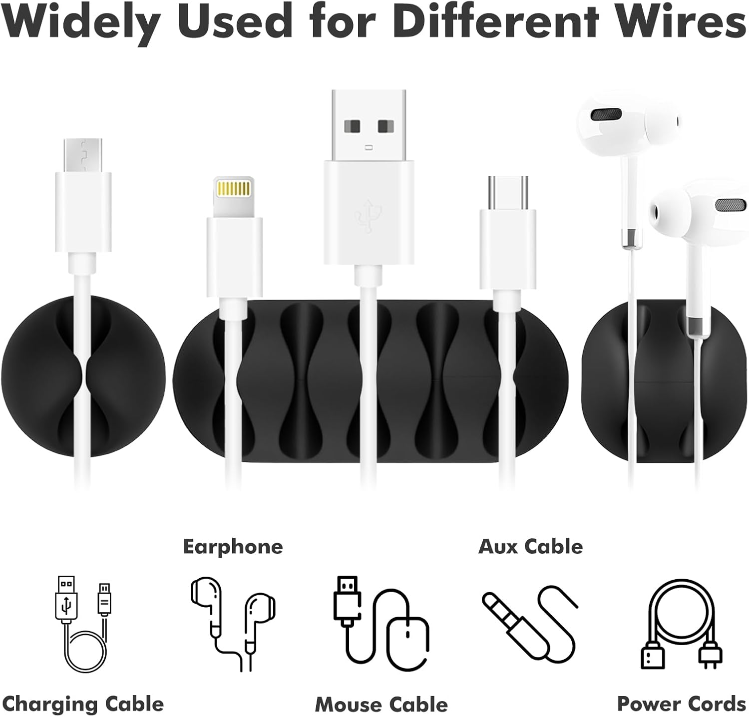 Cable Clips Cord Holder - Bla Adhesive Pe Cord Organizer