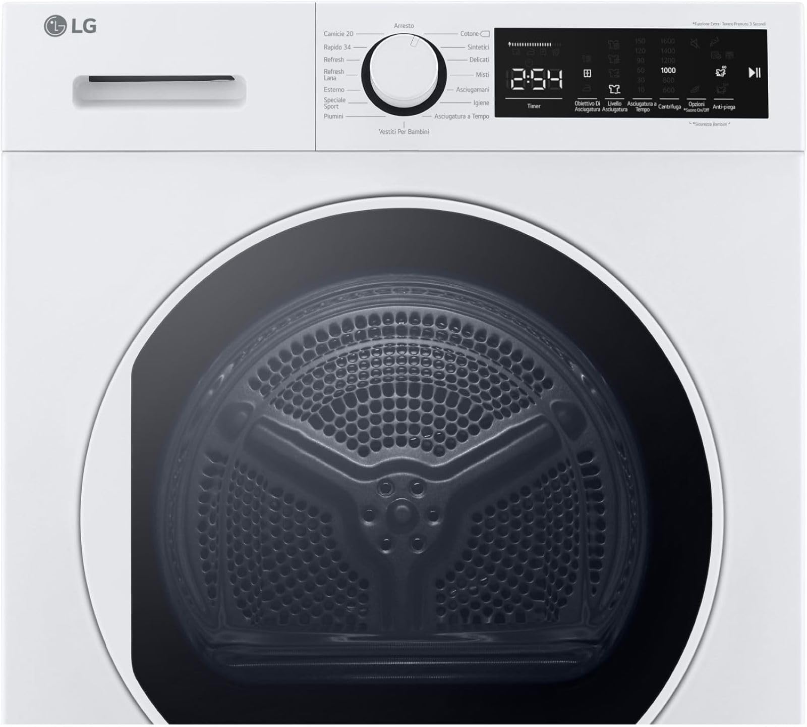 LG RH80M3AV6R Asciugatrice a Carica Frontale 8 kg, Serie M3, Classe A++, 600 x 850 x 610 mm, Condensazione con Pompa di calore, Ciclo Igiene, Sensore Asciugatura, Refrigerante R290, Bianca