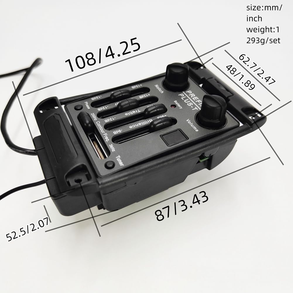 Pastillas de Guitarra Prefix Plus-T Preamplificador Integrado Matrix Acoustic Pickup EQ Ecualizador con Afinador Soft Piezo