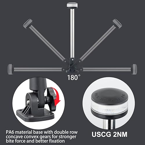 Miniatura 6 de Luces de popa de 23.6 pulgadas Bimini Top Fold Down Luces de navegación Led Todo Alrededor Luz de ancla blanca para barco USCG 2NM, para yate pontón