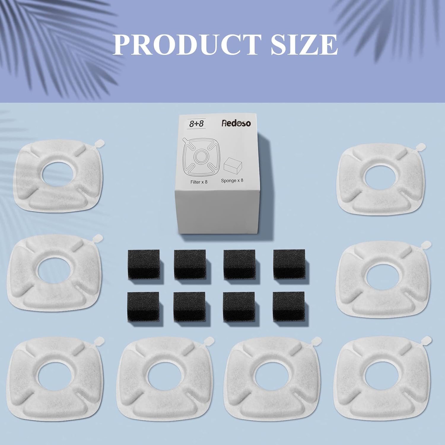 24 Pcs Cat Fountain Replacement Filters 12 Pack Replacement Filters with 12 Pack Pre-Filter Sponges Pet Fountain Filter — view 7