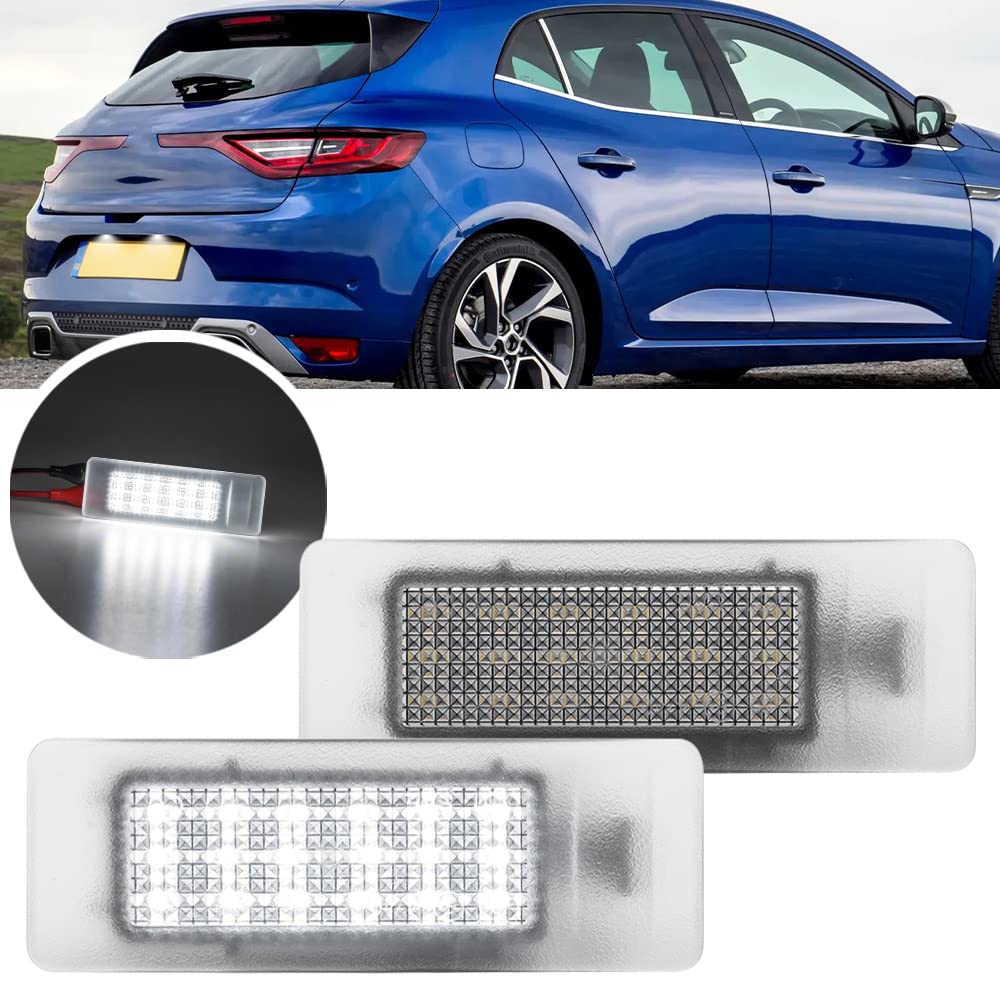 Lot De 2 Éclairages LED Plaque Immatriculation Pour Renault, Nissan, Opel | Blanc 6000K, Canbus
