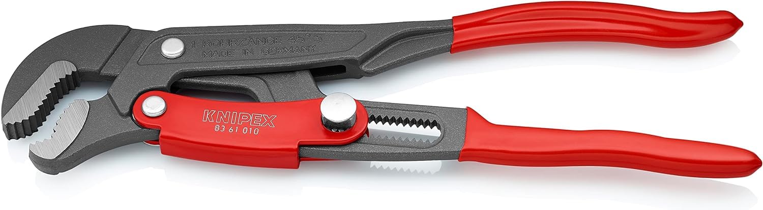 Knipex Clé serre-tubes en S avec réglage rapide à revêtement poudre gris gainées en plastique 330 mm, 83 61 010