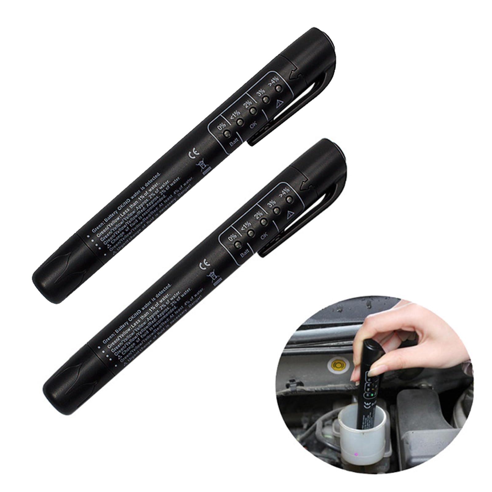 Tester płynu hamulcowego, 2 sztuki, tester płynu hamulcowego NF, uniwersalny tester płynu hamulcowego, tester płynu hamulcowego, z 5 diodami LED do DOT3, DOT4, DOT5