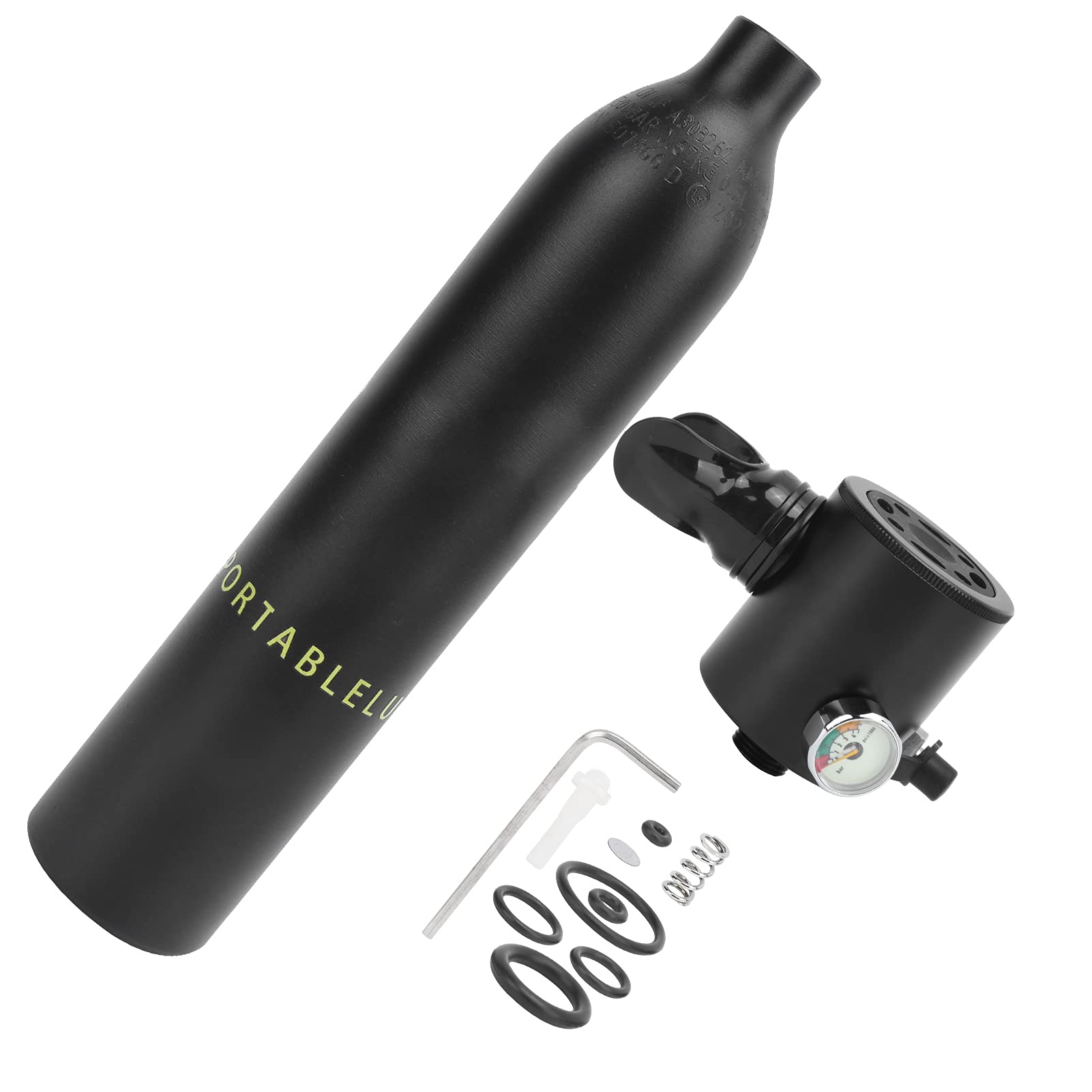 VGEBY Bombola di Ossigeno per Immersione, Bombola per Bombola da 0,5 L Bombola di Ossigeno per Immersione per Immersioni con Regolatore per Immersione(Nero) immersione