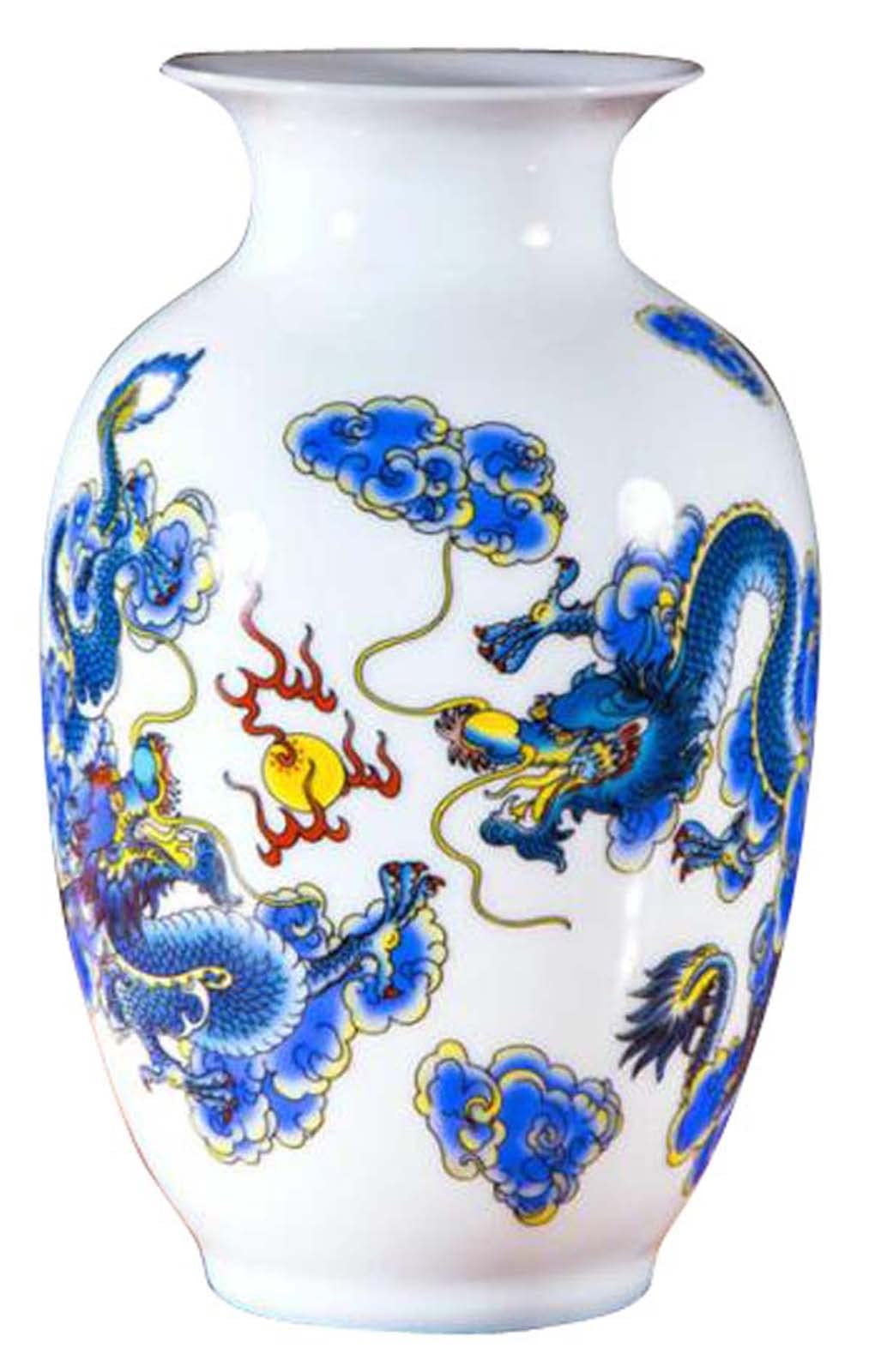 ZEALMAX Chinese Style Ceramic Vase, Home Office Decorative Flower Vase, Table Decor Table Centerpieces Vase, C