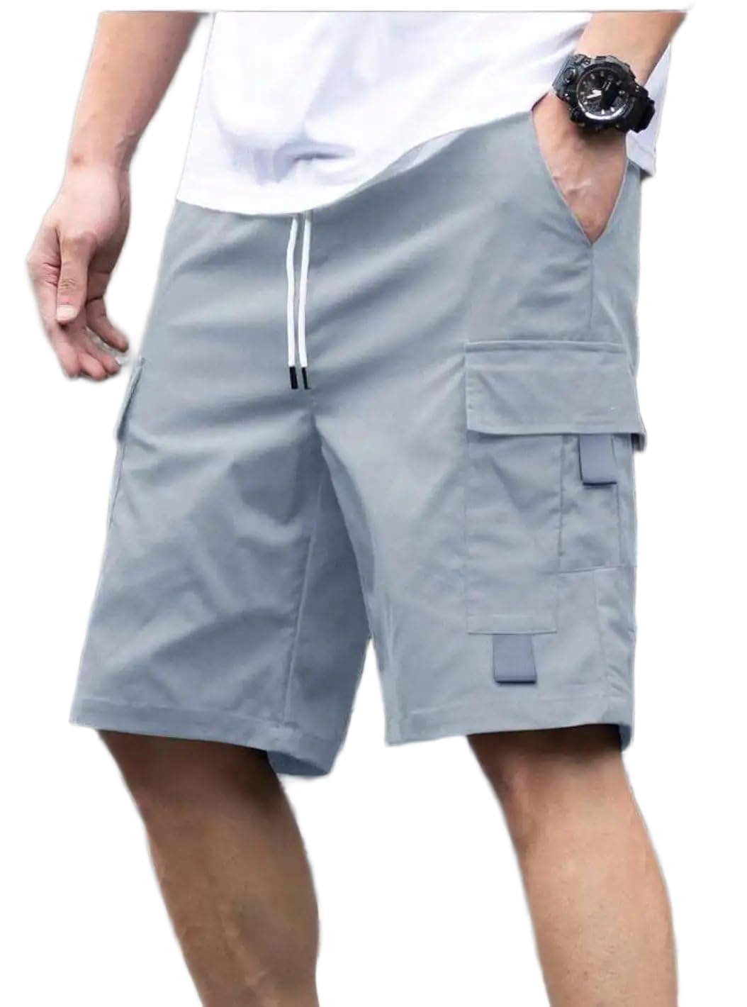 jogal Men's Cargo Shorts in Plaster Gray, Cotton, Size 34 |STYL 79-picture-24