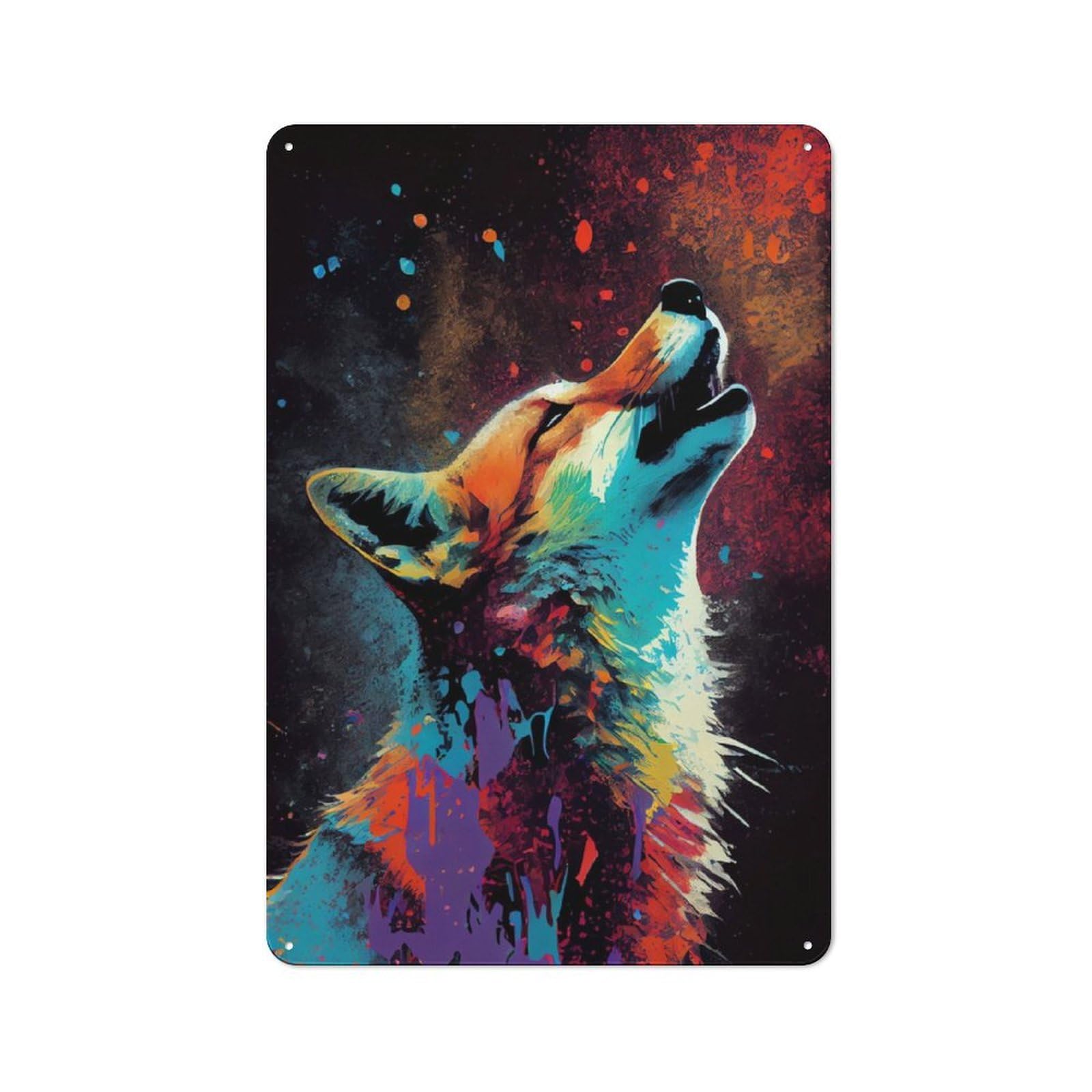 Junmoney Fox Howl Animal Retro Metal Sign 30X20cm For Garage Wall, For Home Interiors And Metal Sign Collectors