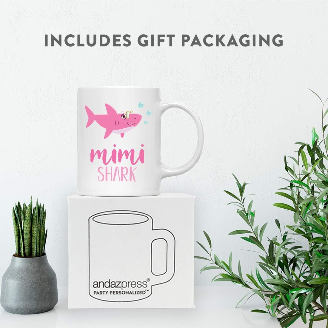 Andaz Press Baby Shark Family 11oz. Coffee Mug Gift, Mimi Shark, 1-Pack, Shark Do Do Do Gift Idea Birthday Christmas Gifts for Mimi