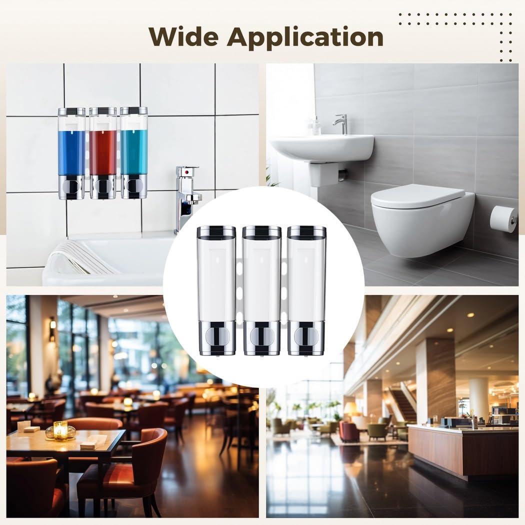 3-Kammer-Wandseifenspender, 3-Fach Duschseifenspender zur Wandmontage, 30 oz Spender für Shampoo, Conditioner, Duschgel und Handseife, ohne Bohren, mit 3 Pumpköpfen für Bad und Dusche