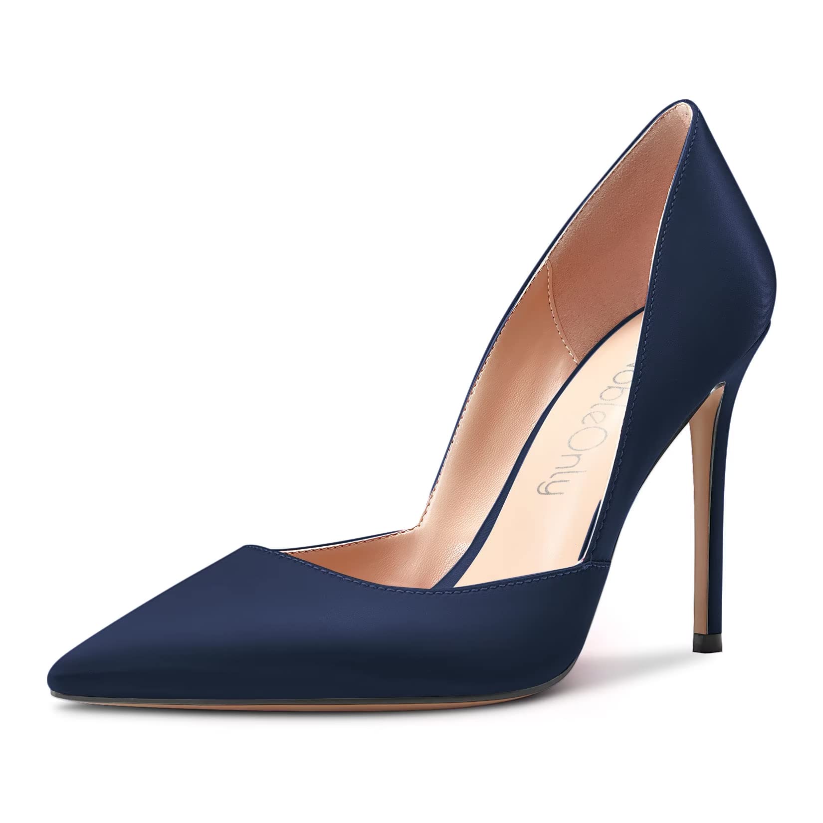 NobleOnly Mujer Alto High Heel Aguja Puntiaguada Punta Slip-on Pumps Dress de Boda Fiesta 10 CM Heels