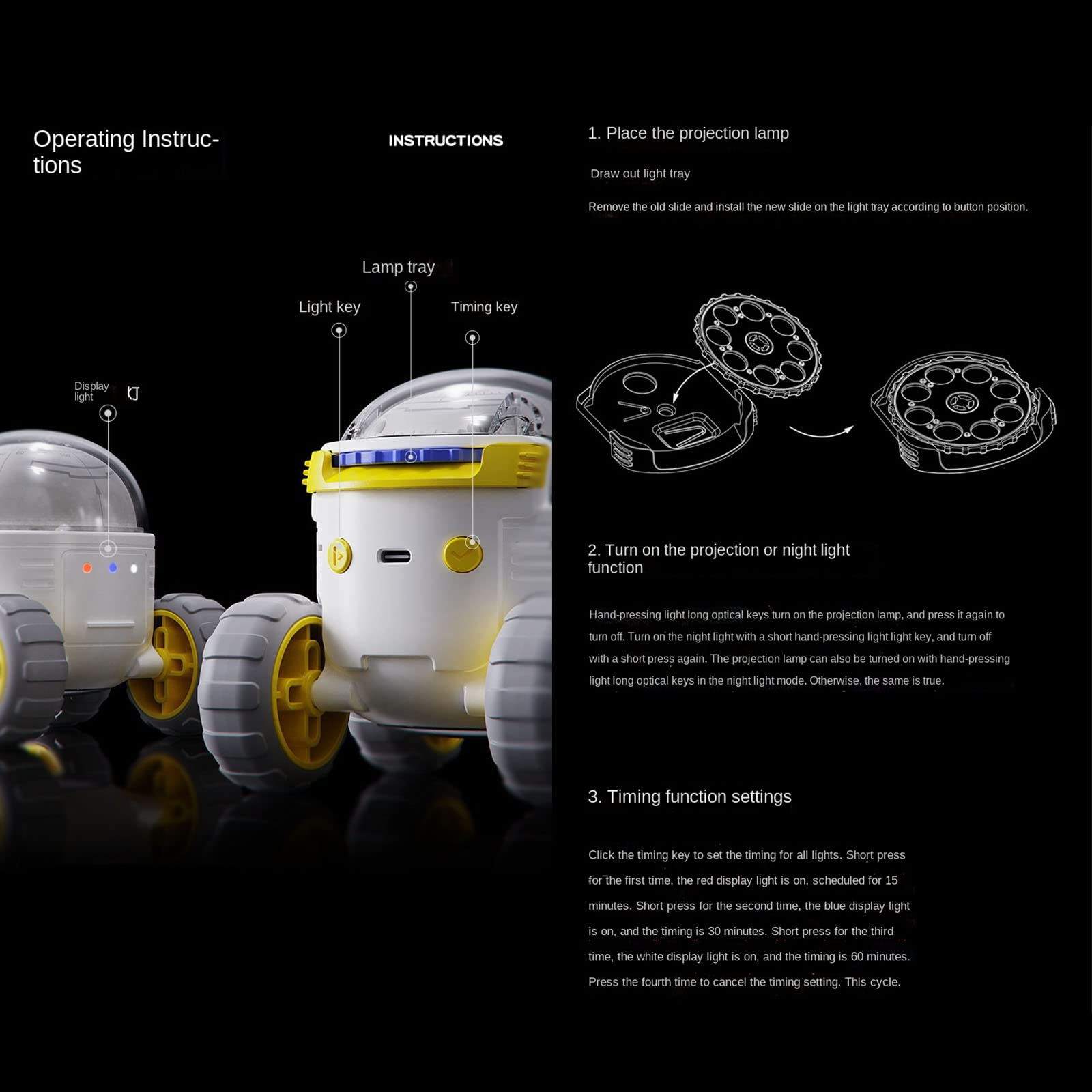 Proyector De Estrellas Luz De Noche, 4 Temas LED Space Rover Libro De Imágenes De Cuentos para Niños Luces De Ambiente para Dormitorio De Bebé/Decoración/Regalo De Cumpleaños/Fiesta/Juguete,A