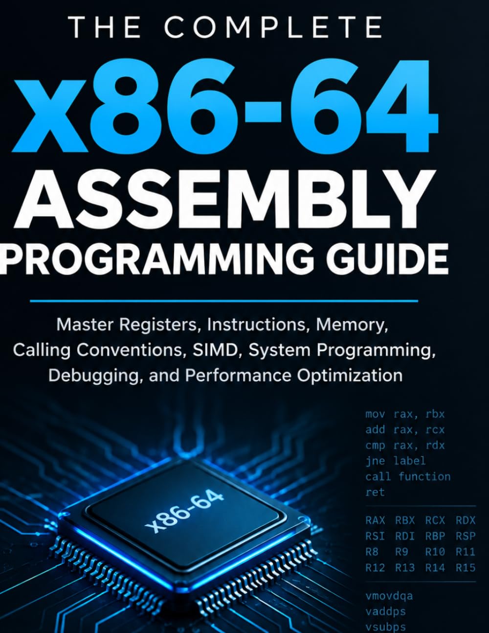 The Complete x86 64 Assembly Programming Guide: Master Registers, Instructions, Memory, Calling Conventions, SIMD, System Programming, Debugging, and Performance Optimization
