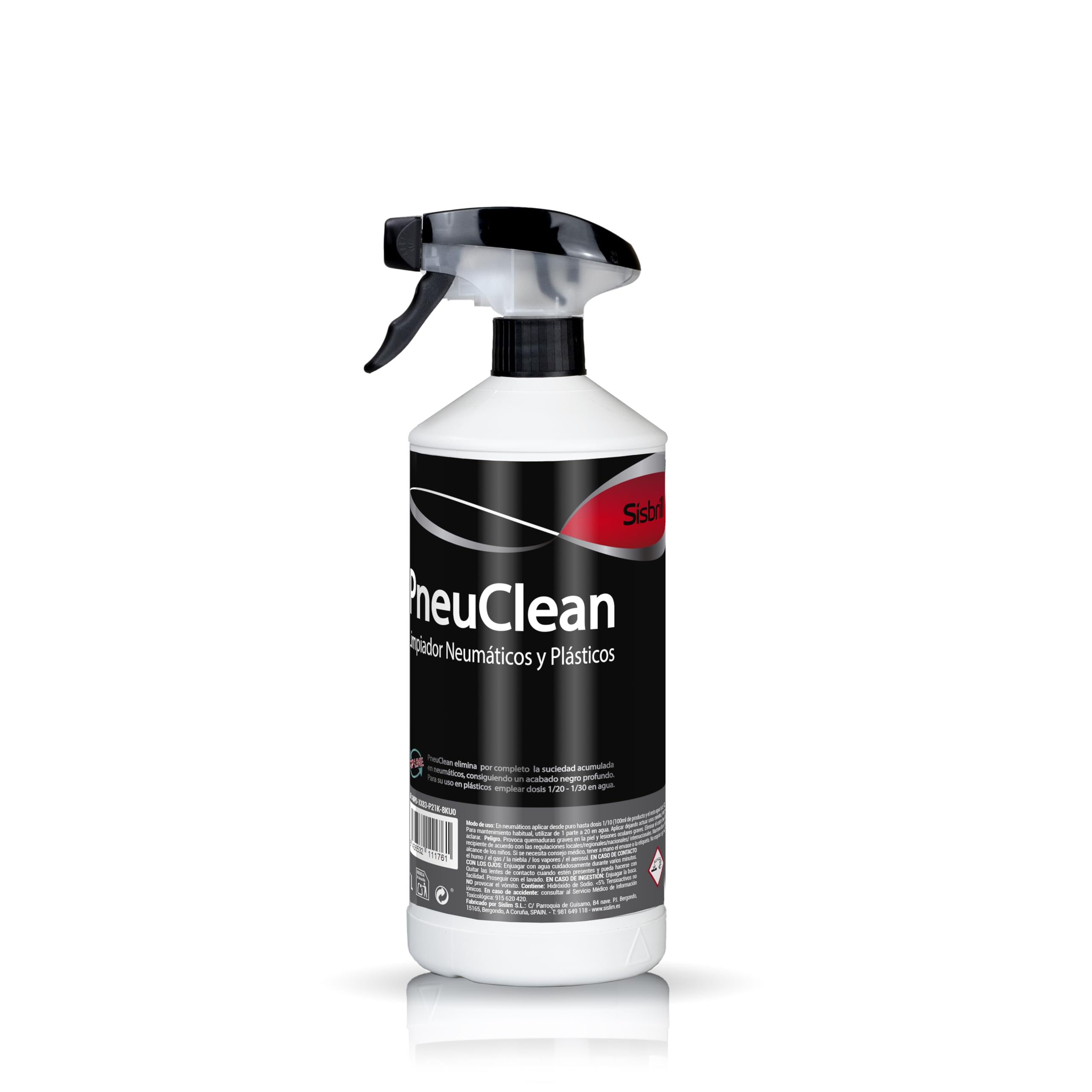 Sisbrill PneuClean, Limpiador Concentrado de Neumáticos y Plásticos Exteriores - Acabado Mate - 1 Litro