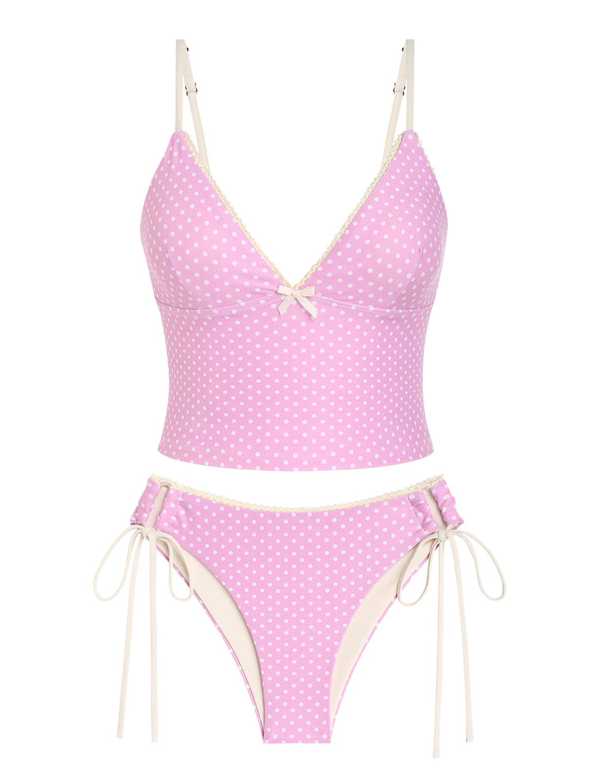 seamoly Colorblock Stripes Tie Side Tankini Set