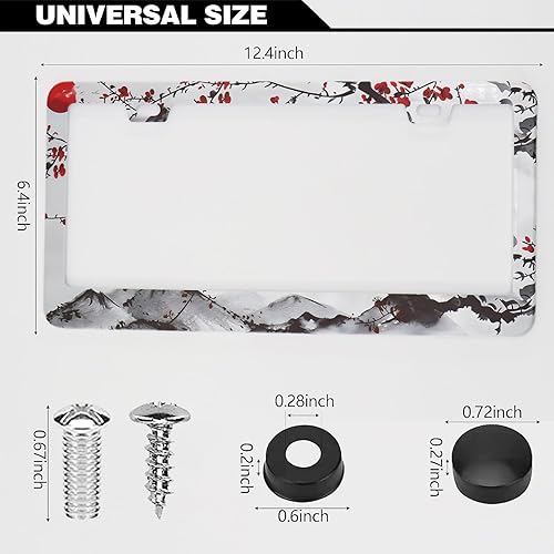 Miniatura 2 de Marcos para placa de matrícula con diseño de flor de cerezo en acuarela, paquete de 2 marcos de placa de automóvil de Sakura japonés, cubiertas de