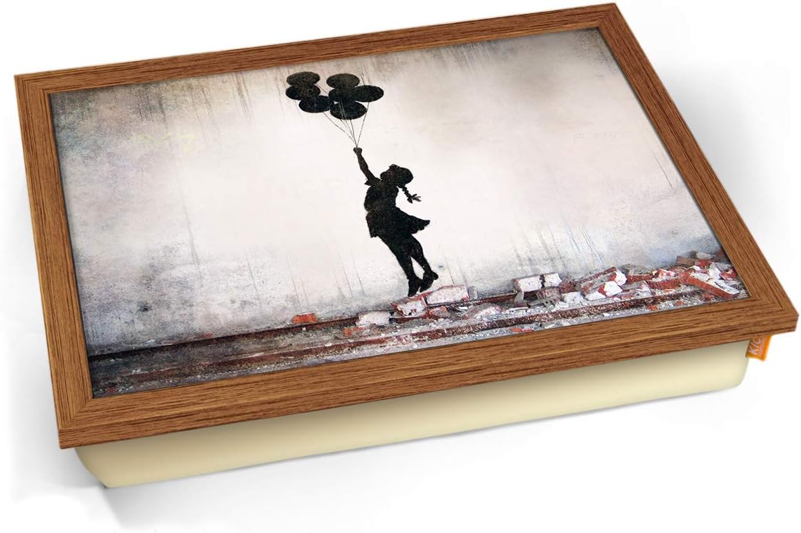 KICO Banksy Balloons Cushion Lap Tray Wood Effect Frame