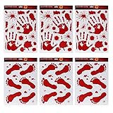 Kesote 6x Aufkleber Blutige Hände Fuß Sticker Halloween Fenstersticker...