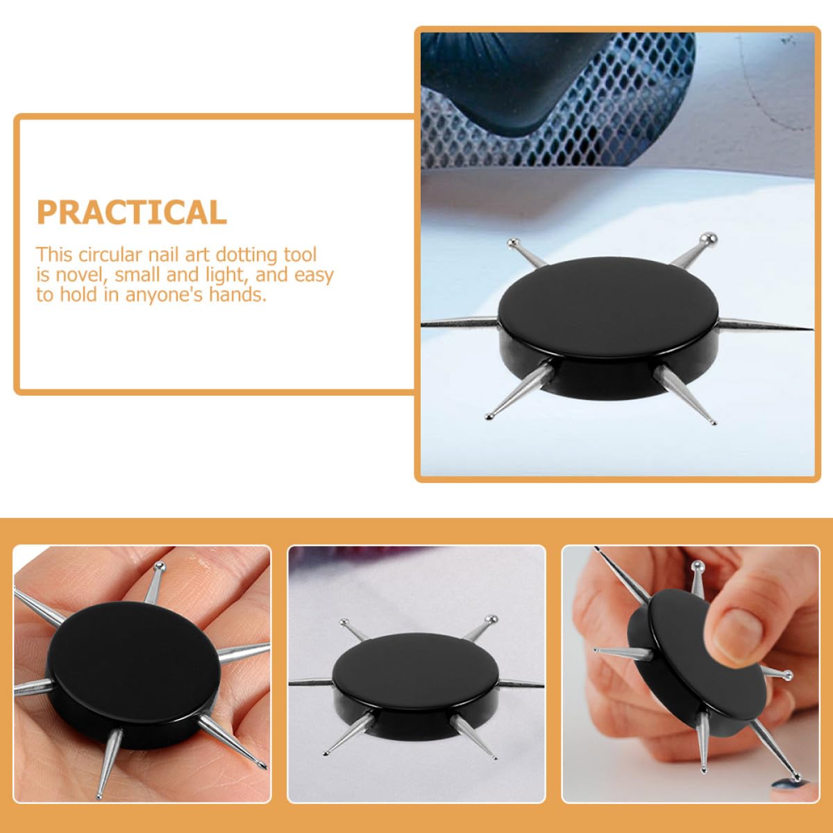 Zerodeko 4pcs Nail Art Dotting Pens with 6 Circular Heads Black Manicure Tools for Detailed Nail Design and Diamond Decoration and Professional Use