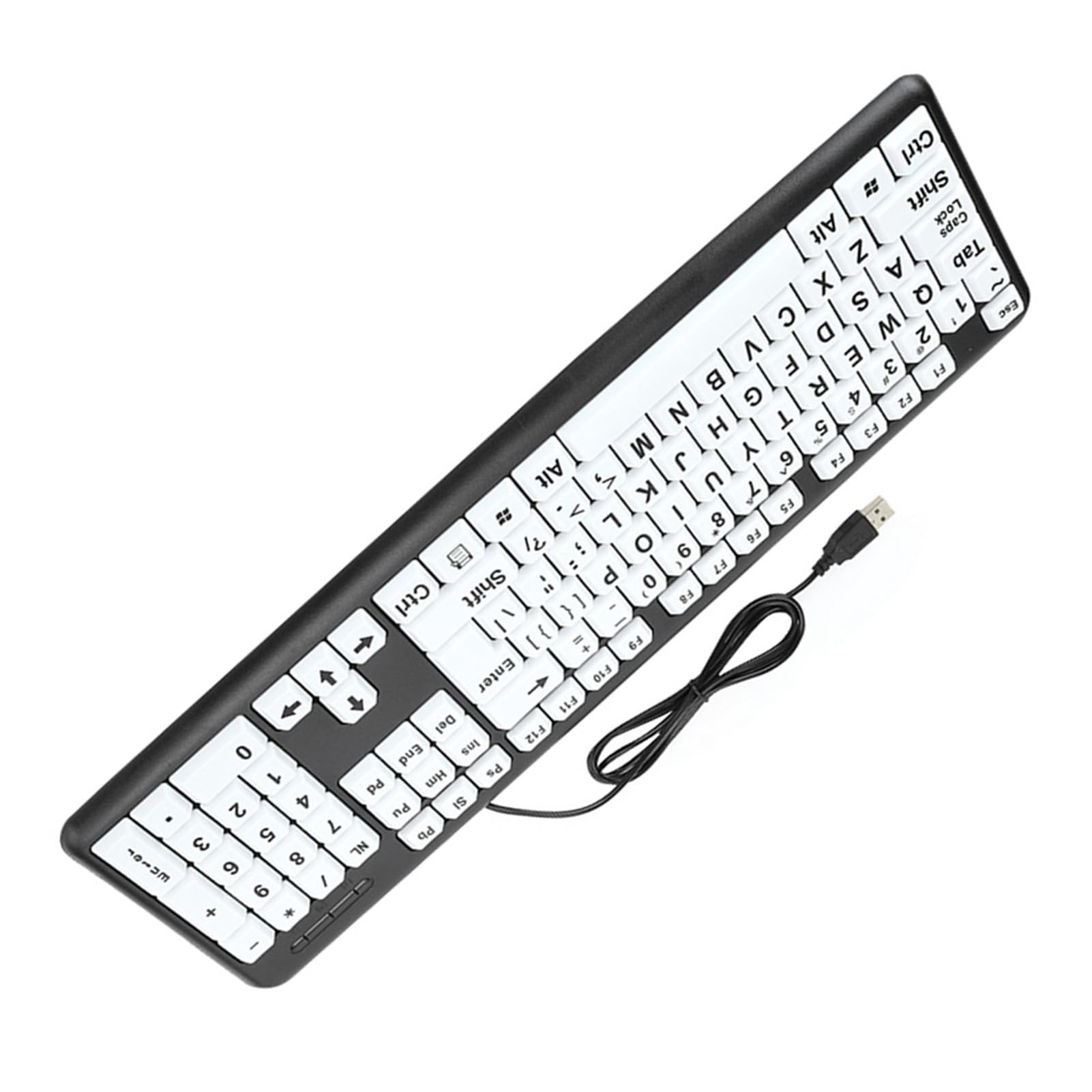 Ejoyous Tastiera con Stampa di Grandi Dimensioni, Tastiera USB Cablata con 104 Tasti, con Lettere Grandi in ABS, Cavo Plug and Play da 1,35 M per Utenti Anziani, Uso del Computer in Ufficio a Casa