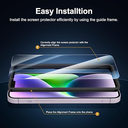 Miniatura 132 de NEW'C - Paquete de 3 protectores de pantalla para iPhone 14, iPhone 13, iPhone 13 Pro (6.1 pulgadas), protección mejorada de vidrio templado