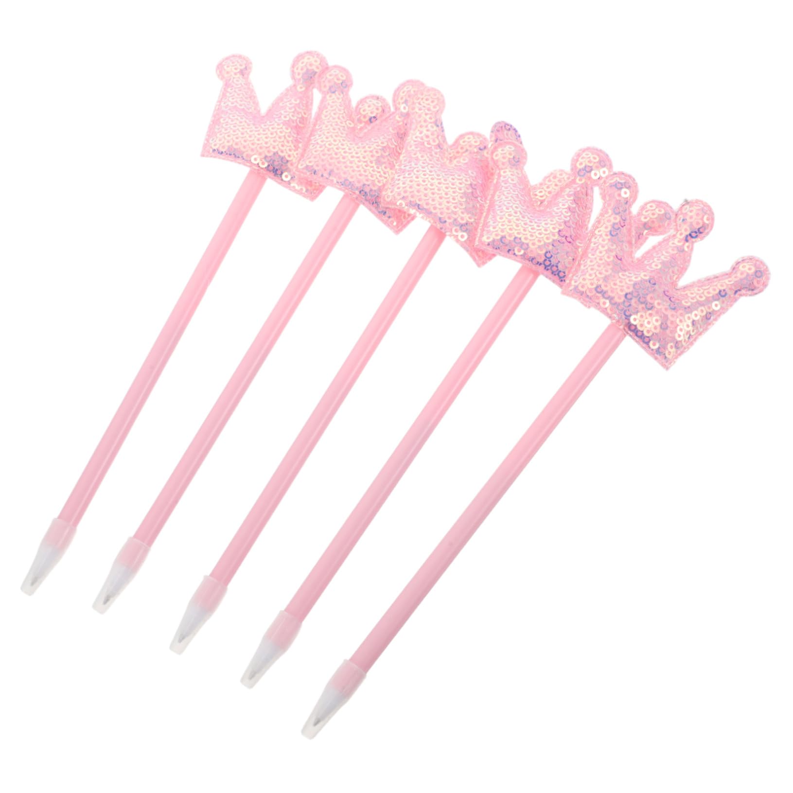 5 Pièces Stylos à Bille Couronne Paillettes Créatifs Stylos Kawaii pour Bureau École et Fêtes Fournitures et Cadeaux