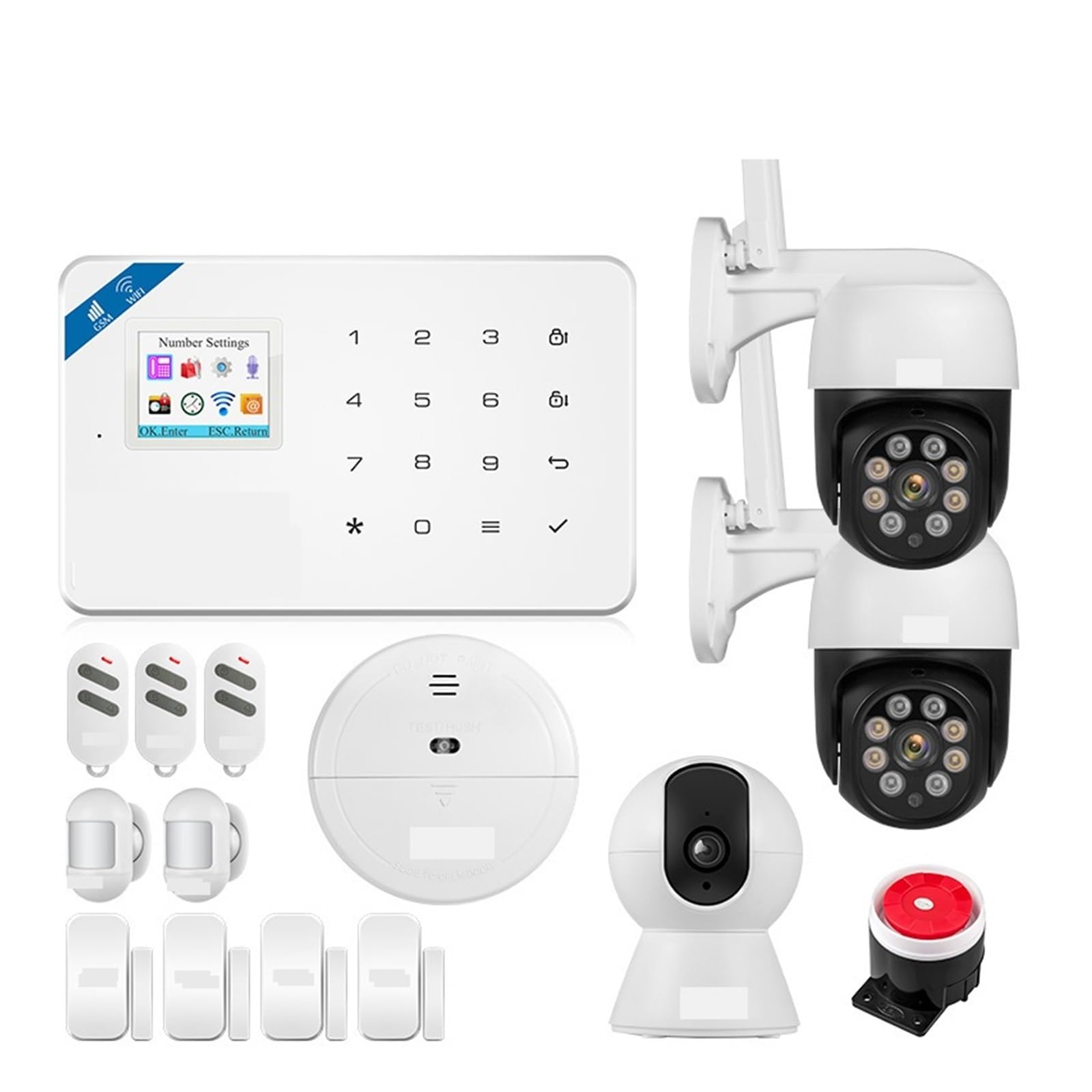 Alarme Intelligente, Système D'alarme Intelligent GSM, For Support Domestique, Tuya, Capteur De Mouvement, Détecteur Porte, Sirène Sécurité(KIT 1)