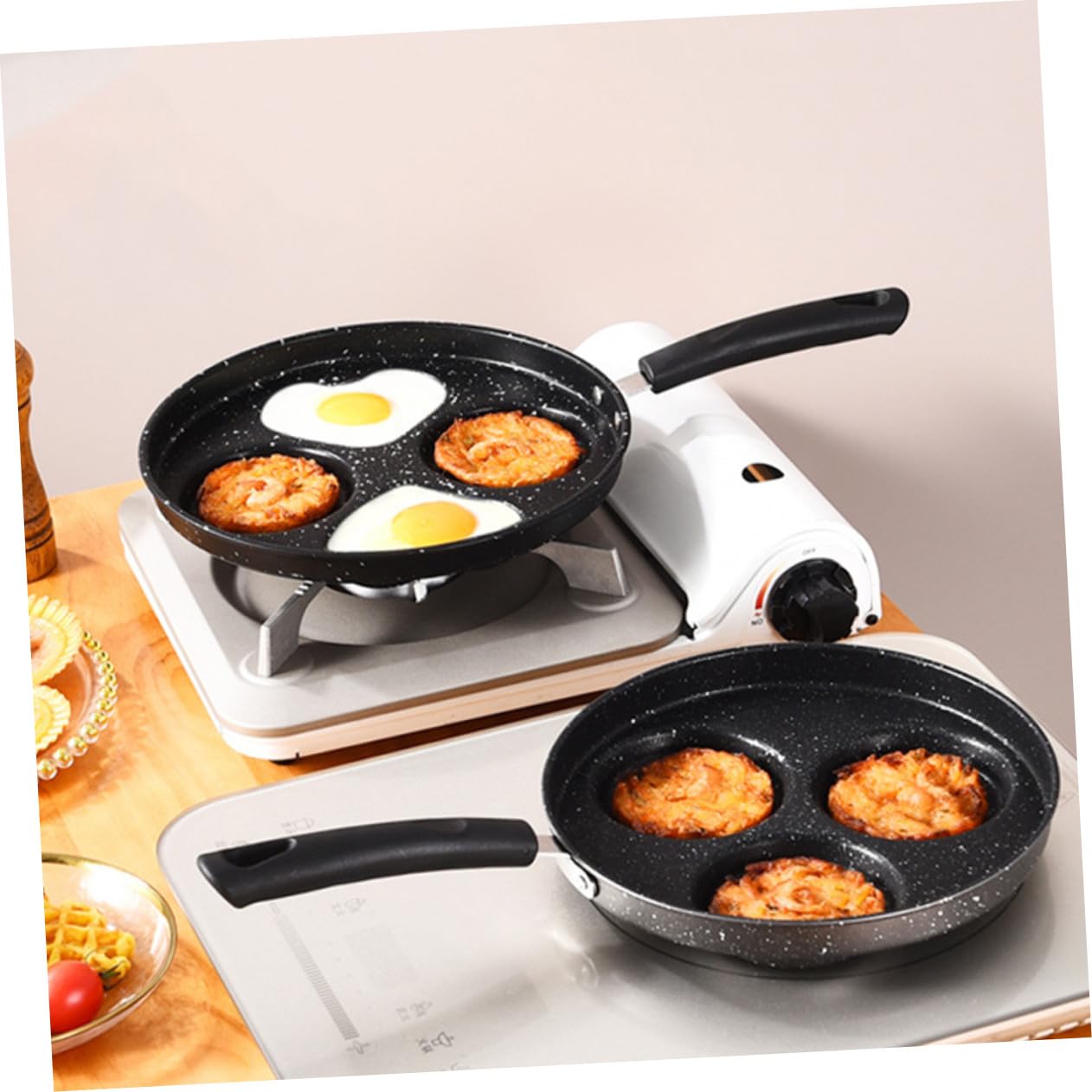Runde Kleiner Bratpfanne aus Edelstahl Antihaft Beschichtung Leicht zu Reinigen Multifunktional Einsetzbar für Frühstück und Pfannkuchen