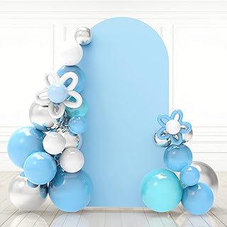 Babenest 7.2Ft Baby Blue Wedding Arch Cover, Spandex Fitted Arch Backdrop Cover for Photography, Round Top Chiara Stand Cover for Party Ceremony Birthday Baby Shower Anniversary Decoration