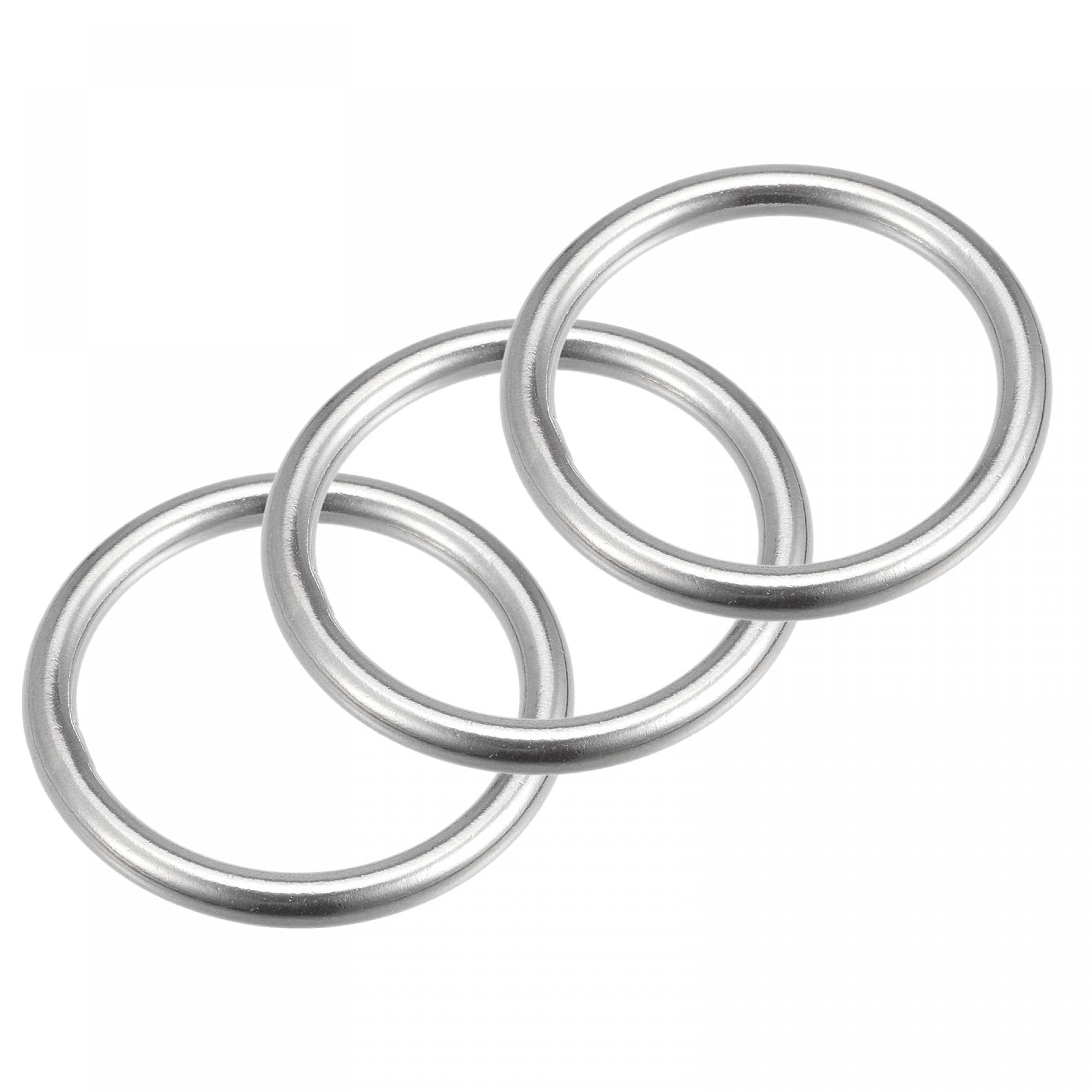 sourcing map Anneau Soudé Inox Acier 316 Rond 45mm ID 6mm Épais 3pcs