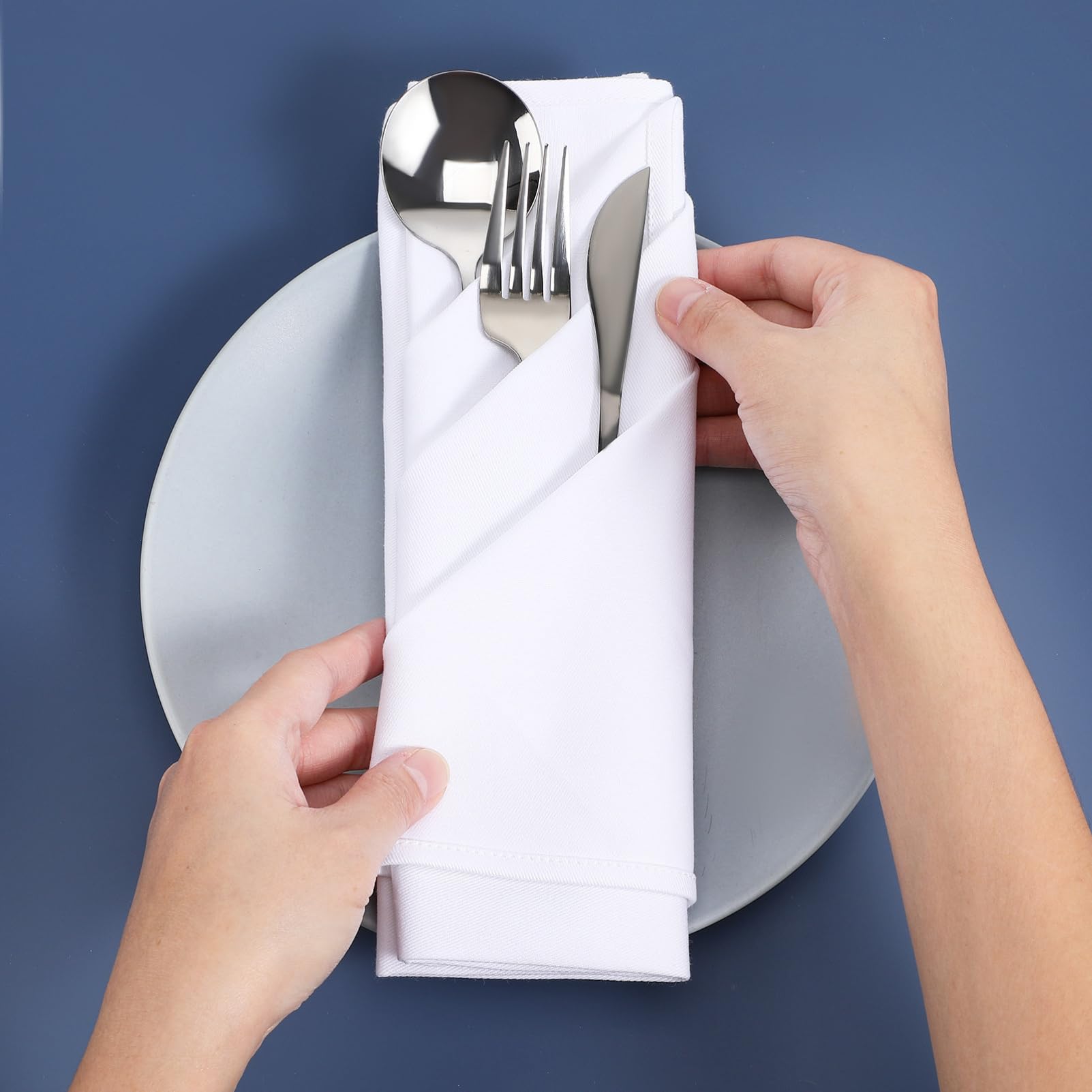 ibasenice 5pièces Serviettes De Table Coton Blanc De Serviettes Carrées pour Dîner Mariage Et Événements Absorbantes Et Élégantes pour Décoration De Table Raffinée