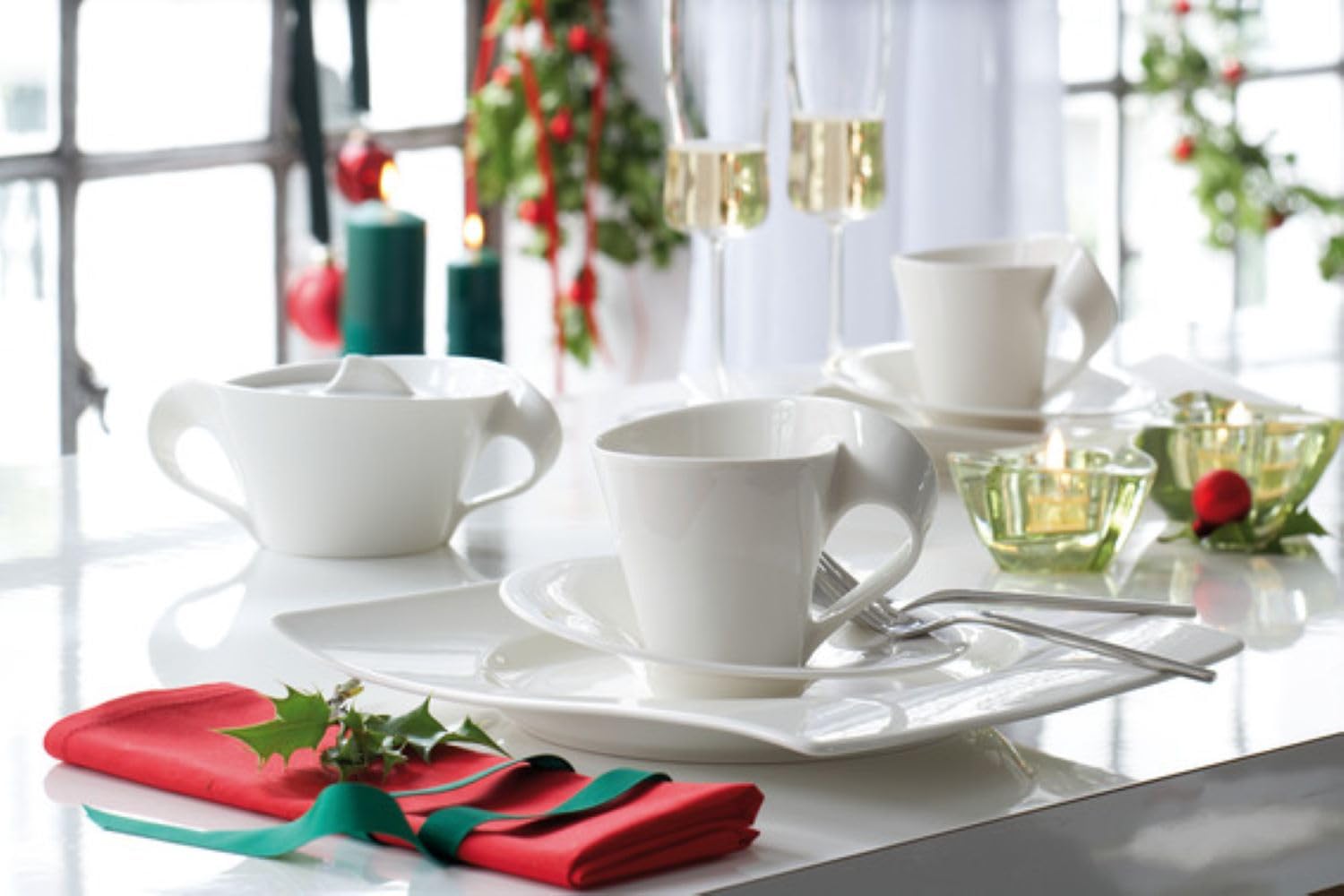 Villeroy＆Boch New Wave Café ビレロイ＆ボッホ Villeroy & Boch New Wave Caffe 11.75 oz. White Coffee Set (6