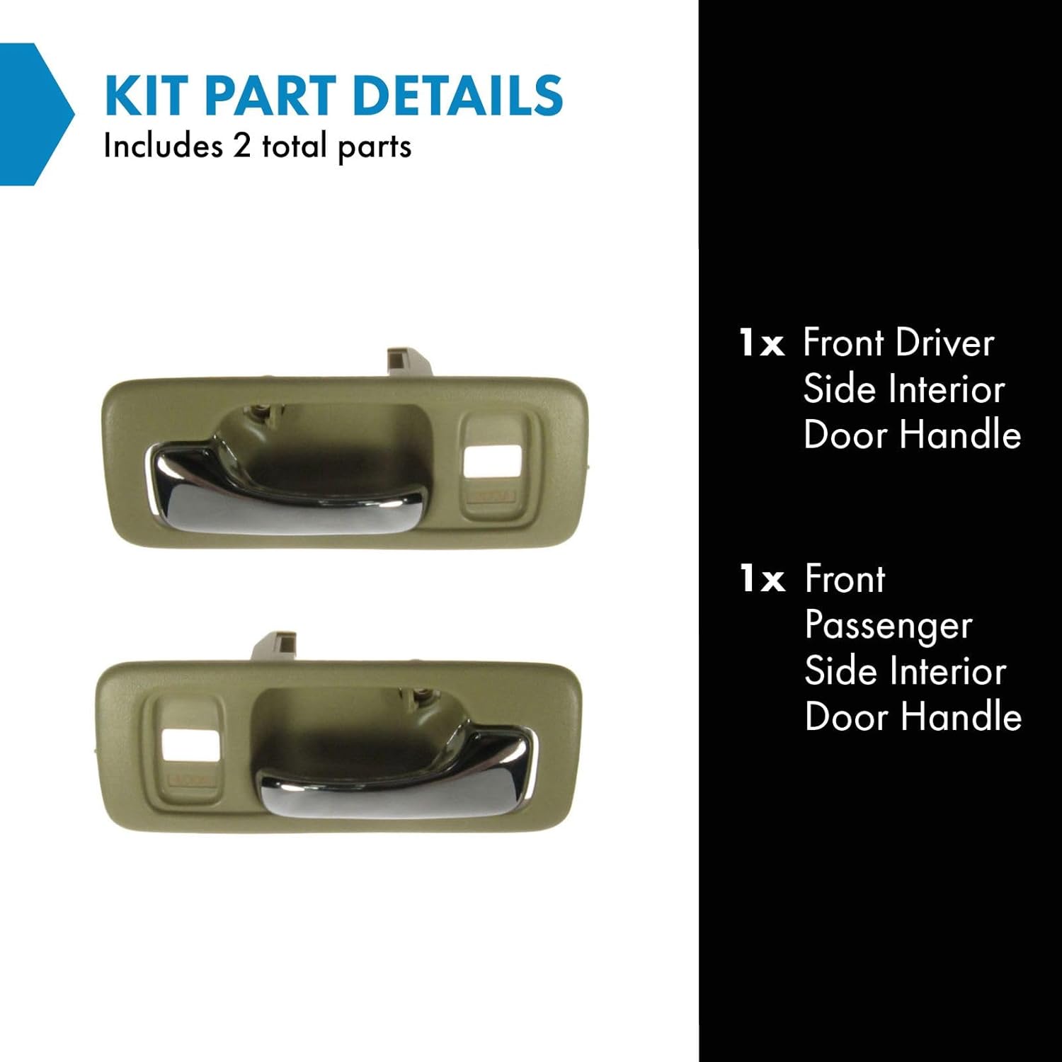TRQ Beige Inner Inside Interior Handle Front Pair Set for 90-93 Honda Accord 4 Door