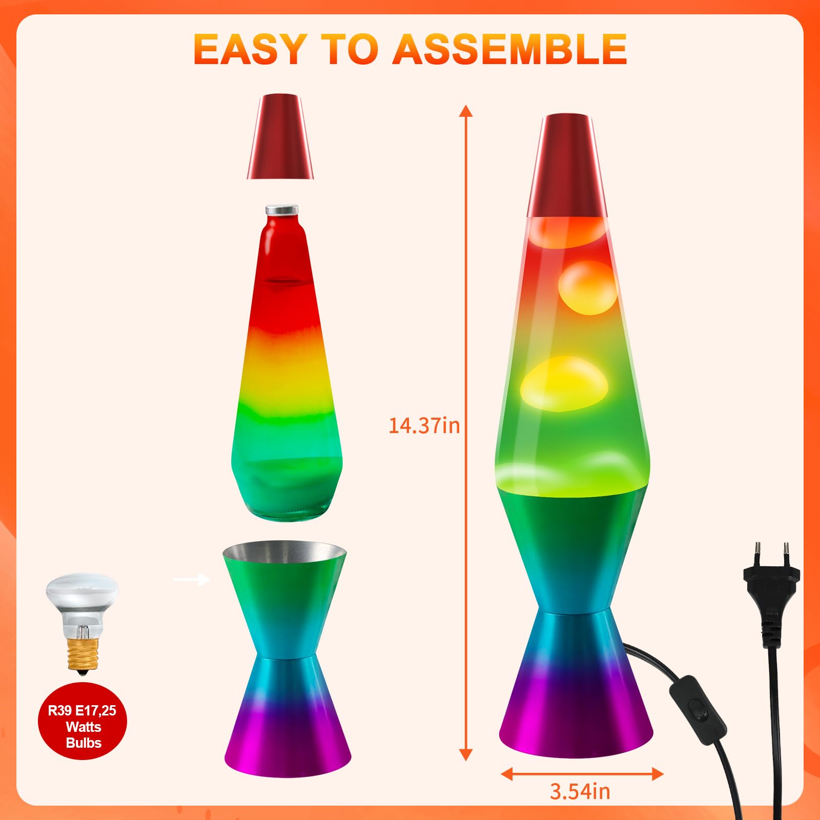 FBSPORT Lavalamp Lampada Lavalamp,Lampada Rilassante, Lampade da comodino, Lampada ad effetto rilassante ideale per camera da letto, soggiorno