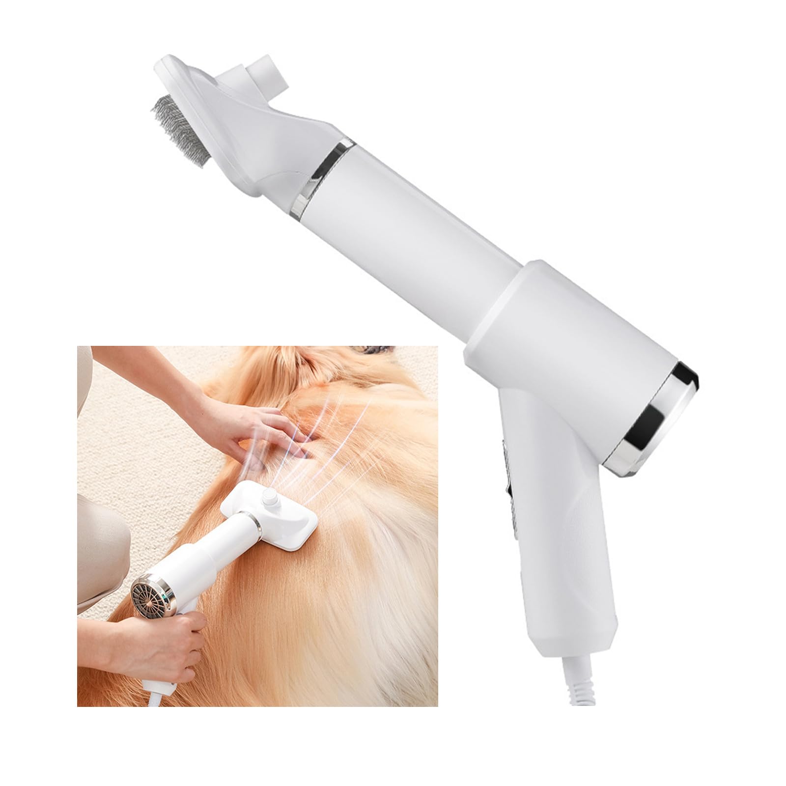 Secador para perros y gatos 2 en 1, Secador Pulsor Portátil y Silencioso, Mango Ergonómico Con 3 Velocidades De Ajuste De Temperación Para Perros Y Gatos