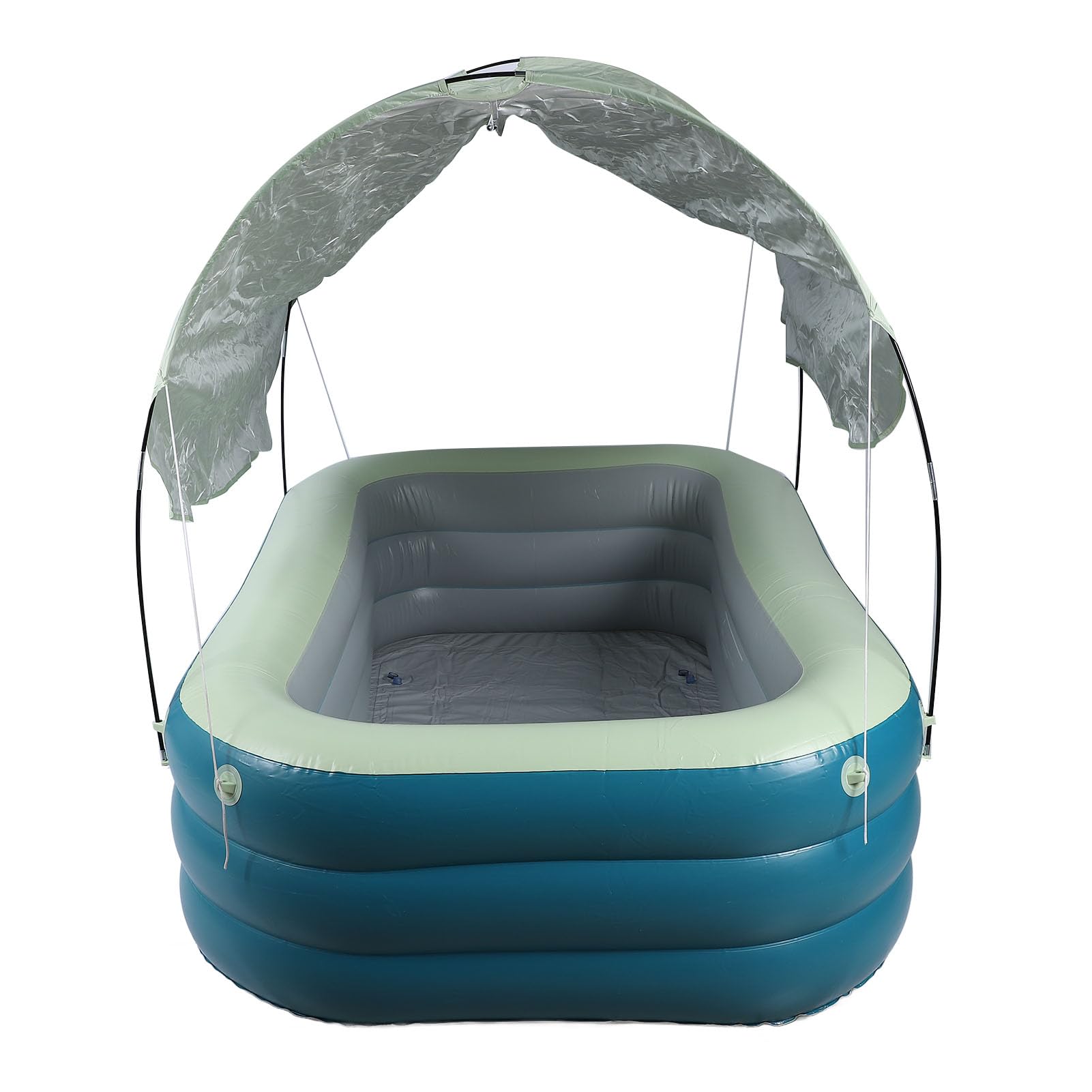 Chrees Piscina Gonfiabile per Bambini Piscina Gonfiabile con Scivolo a Baldacchino Ombra per Parco Giochi per Cortile Esterno in PVC Addensato da 2,1 M (Verde)