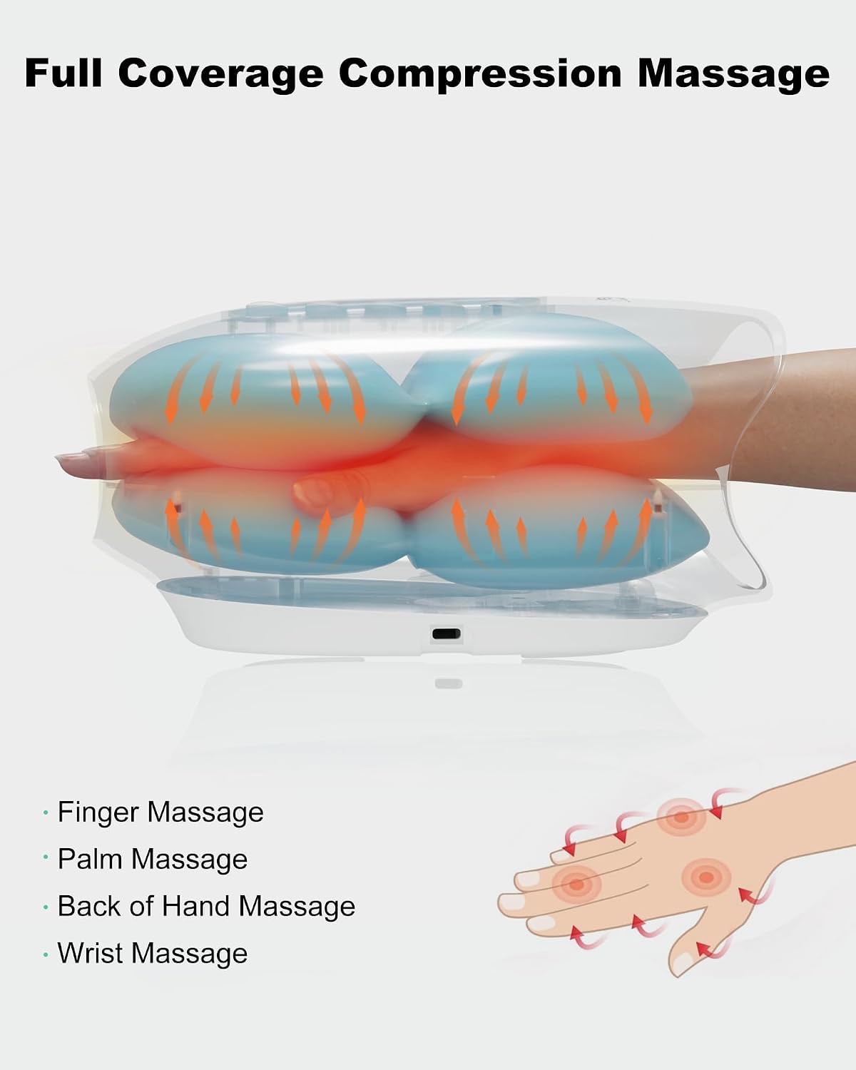 Snailax 2026 Upgraded Cordless Hand Massager with Heat and Compression, 6 Levels Finger Palm Wrist Massager for Arthritis, Carpal Tunnel - Rechargeable Hand Massage Tool
