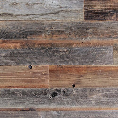 Plank and Mill - Reclaimed Barn Wood Wall Panels - Simple Peel and Stick Planks for Accent Walls, Kitchens, and Other Projects - 20 Square Feet of 5" Wide: Classic Barn Wood