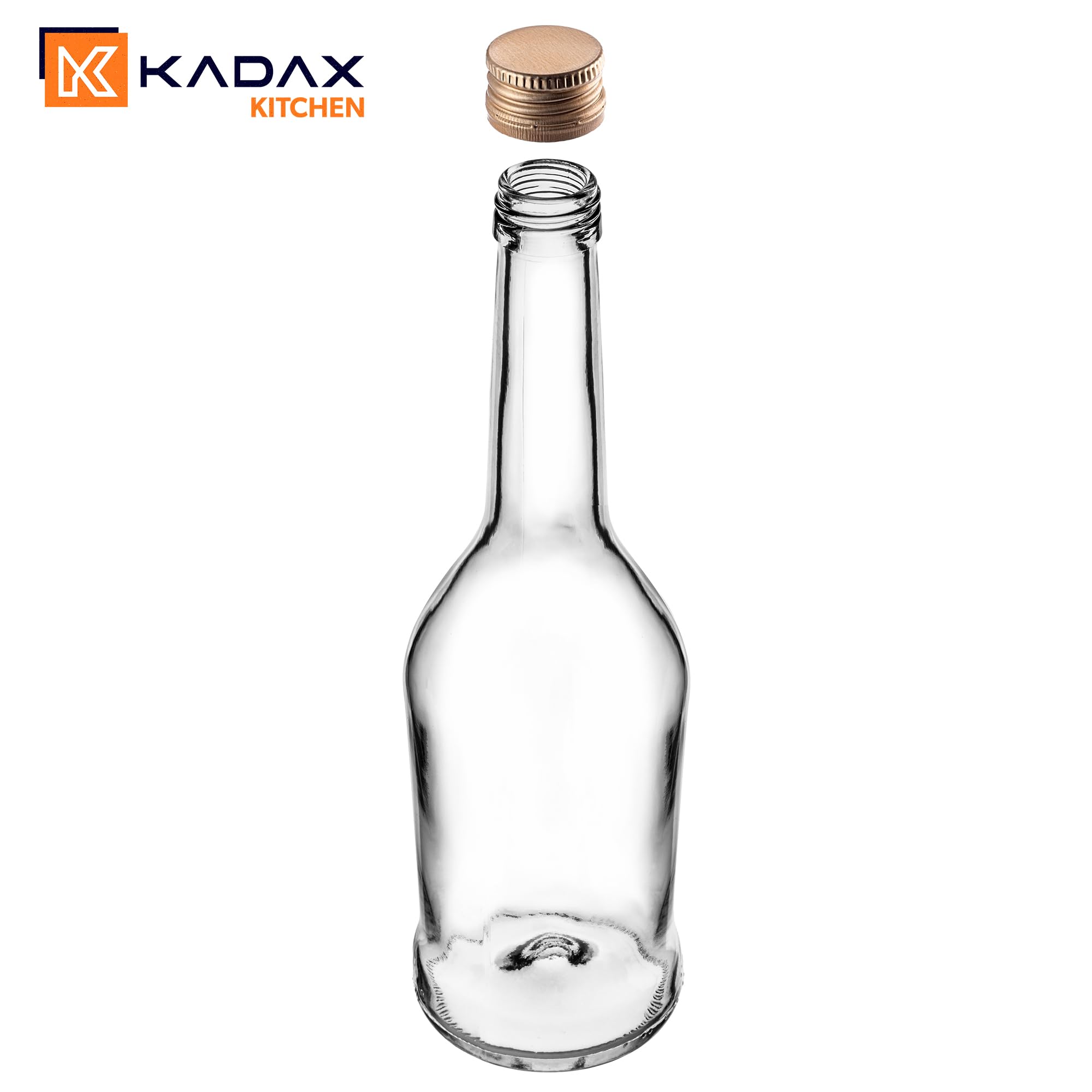 KADAX Juego de 50 botellas de licor de 500 ml, botellas vacías para llenar aceite, vinagre, licor, vino y licor, botellas de cristal, botellas de licor, botellas de zumo (dorado)