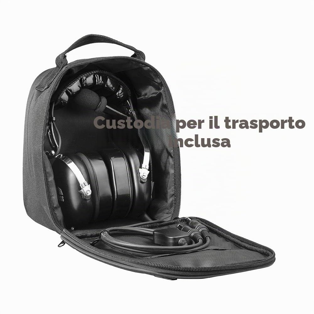 PNR Aviation Cuffie Aeronautiche con Riduzione Passiva del Rumore, Custodia Trasporto