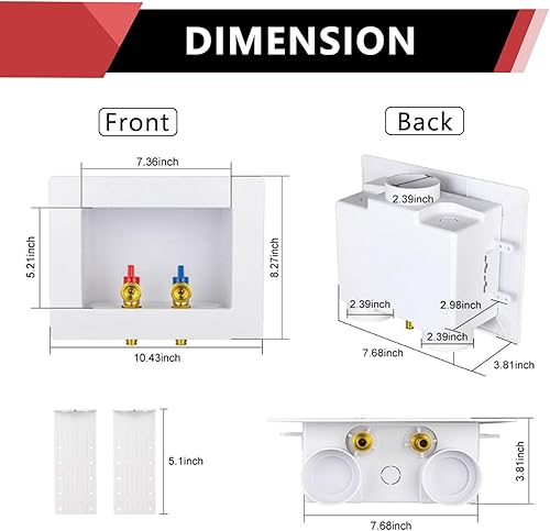 Miniatura 2 de EFIELD Conexión de expansión PEX-A de doble drenaje de 12 pulgada x caja de salida de lavadora MHT de 34 pulgadas