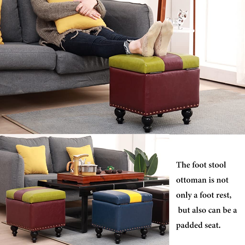 JIOWEUOE Questo poggiapiedi rettangolare compatto, realizzato in pelle e con gambe in legno, vanta uno stile moderno e offre funzionalità di archiviazione. È adatto per posto, giallo a