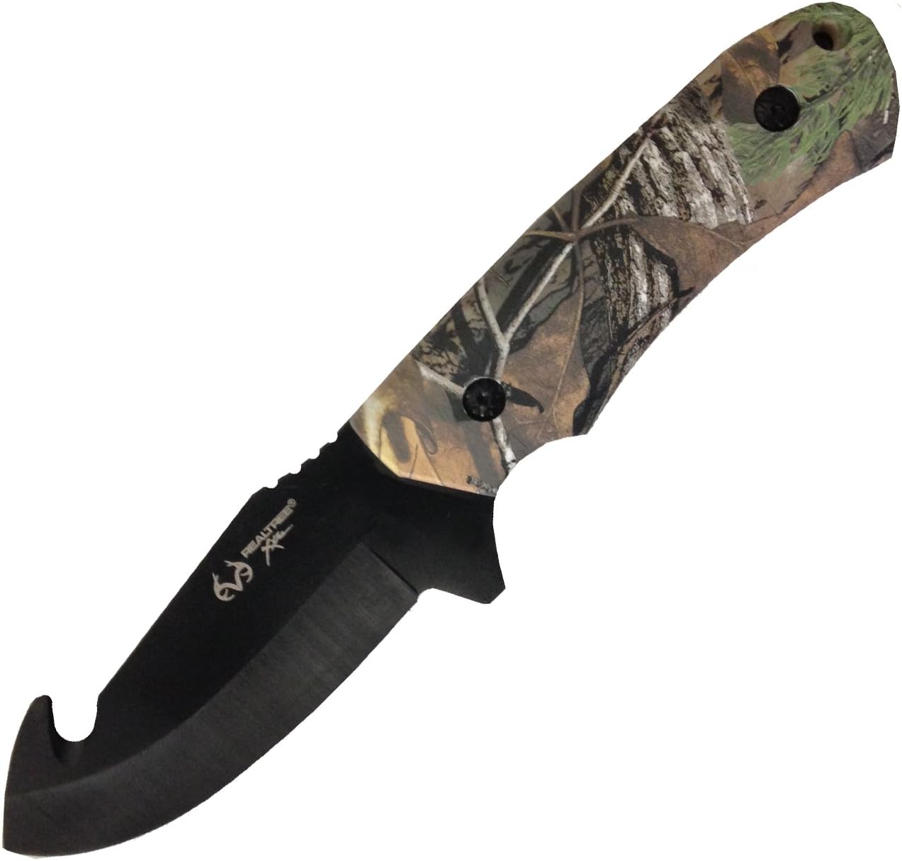 Realtree Xtra 4.2" Fixed Gut Hook-Camo w/Sheath RT01GHCP